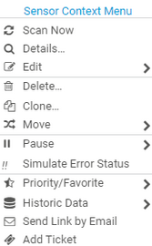 Sensor Context Menu Sensor Context Menu